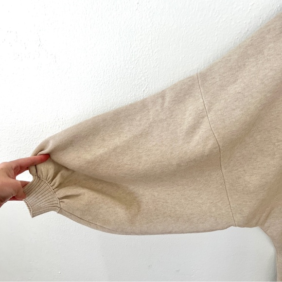 Free People Oversized Cream Sweater Midi Dress with Balloon Sleeves - Picture 4 of 11